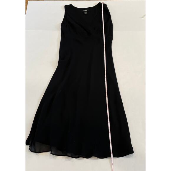 Express Black Silk Chiffon Sleeveless Cocktail Midi Dress, A-Line Size 9-10 - Picture 9 of 11